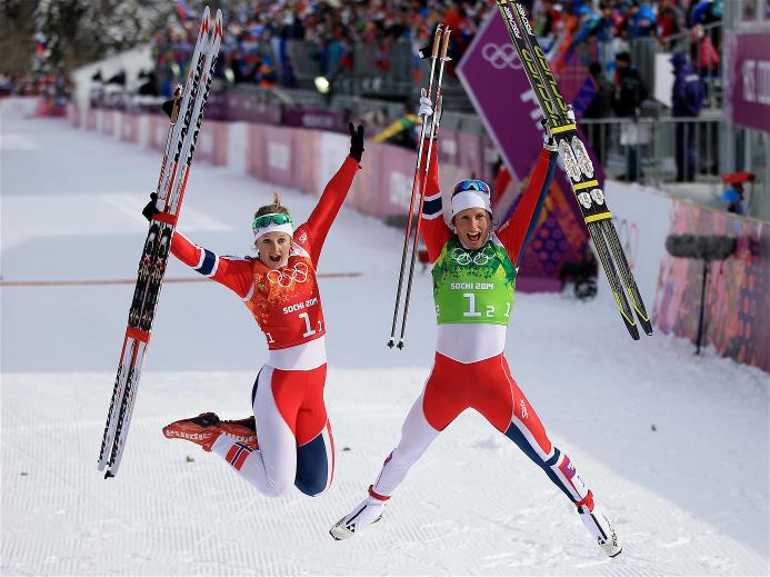 Марит Бьорген из Норвегии завоевала золотую медаль в командном спринте